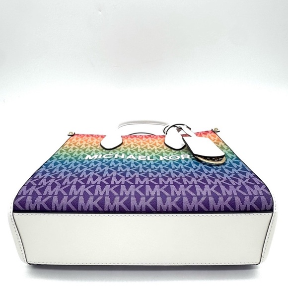 Michael Kors Mirella Small Rainbow Signature Logo Xbody Tote Bag Rainbow - Picture 6 of 11